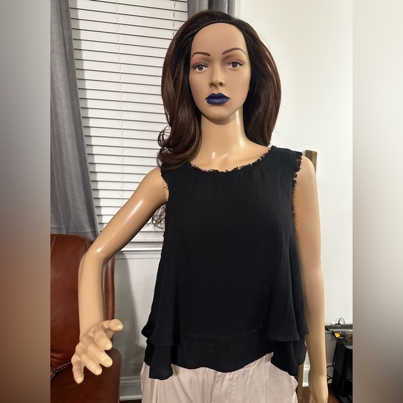 NWT-Boho Sleeveless Layered Frayed Edges Top - Picture 8 of 9